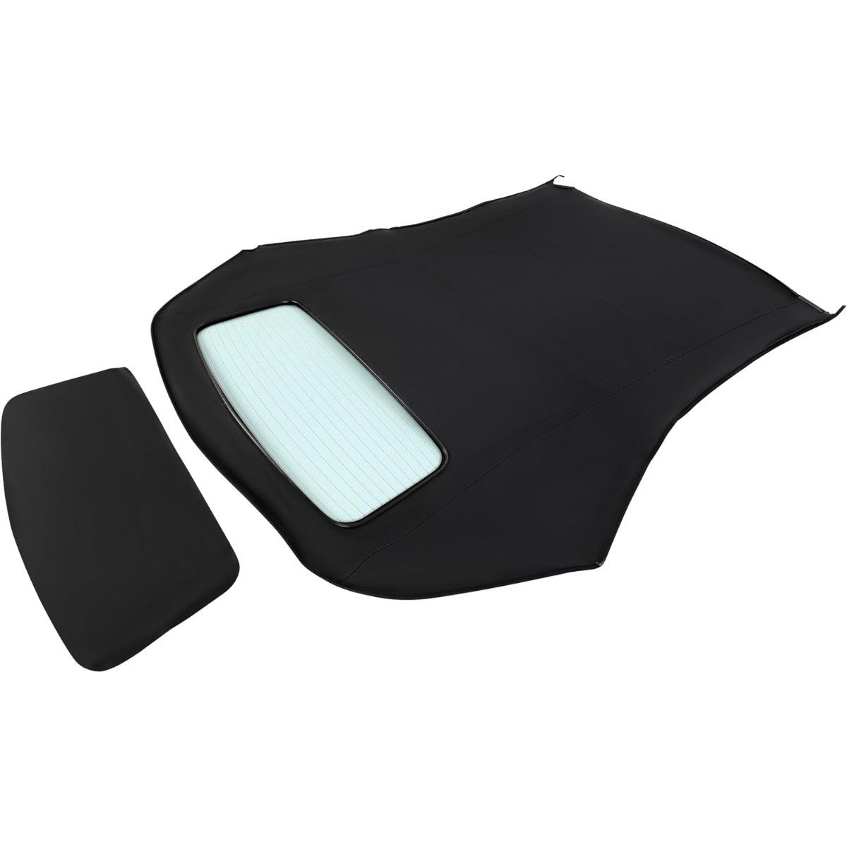 ALMULOO Convertible Soft Top Compatible with 2003-2009 Audi A4 Roof Top w/Heated Glass Window Sailcloth Vinyl+Glass Unfinished Black+Clear
