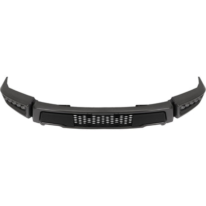 Front Bumper W/LED Fog Lights Compatible with 2009 2010 2011 2012 2013 2014 Ford F150 Crew/Extended Cab Pickup 4-Door/Standard Cab Pickup 2-Door Except Raptor Model, Raptor Style Bumper 3 Pcs