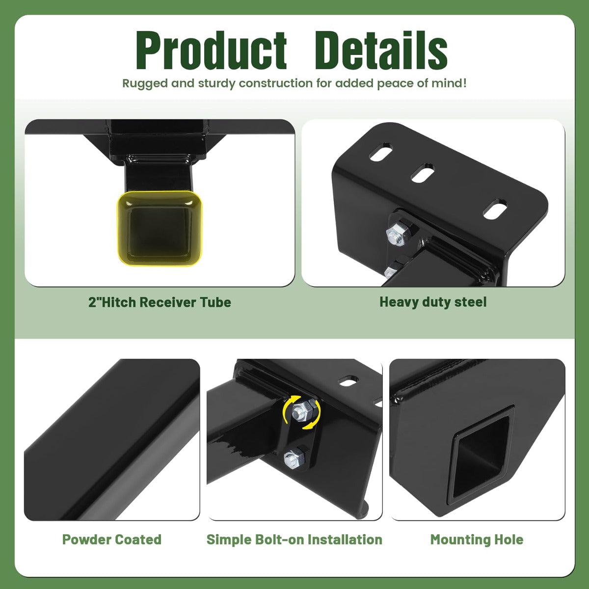 ALMULOO Class-3 Front 2-Inch Receiver Trailer Hitch Steel Powder Coated