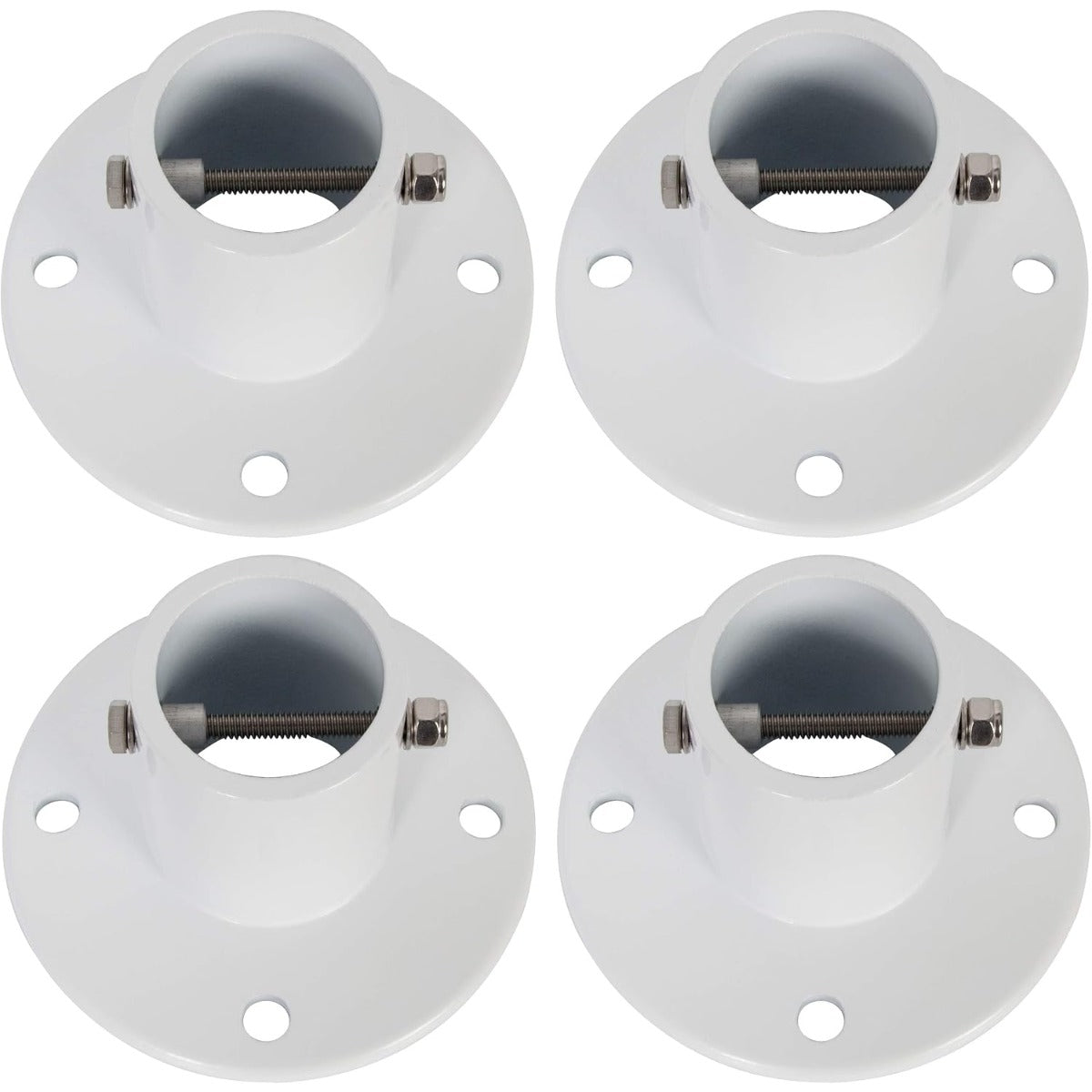 HECASA Deck Anchor Flange Cast Above Ground Pool Ladders Handrails or Slide | 1 7/8" Inch Diameter of 1.9" Aluminum White (4PC)