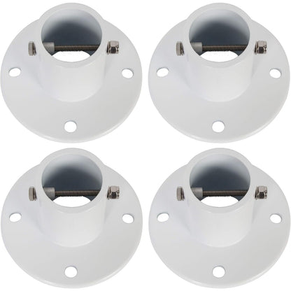 HECASA Deck Anchor Flange Cast Above Ground Pool Ladders Handrails or Slide | 1 7/8" Inch Diameter of 1.9" Aluminum White (4PC)
