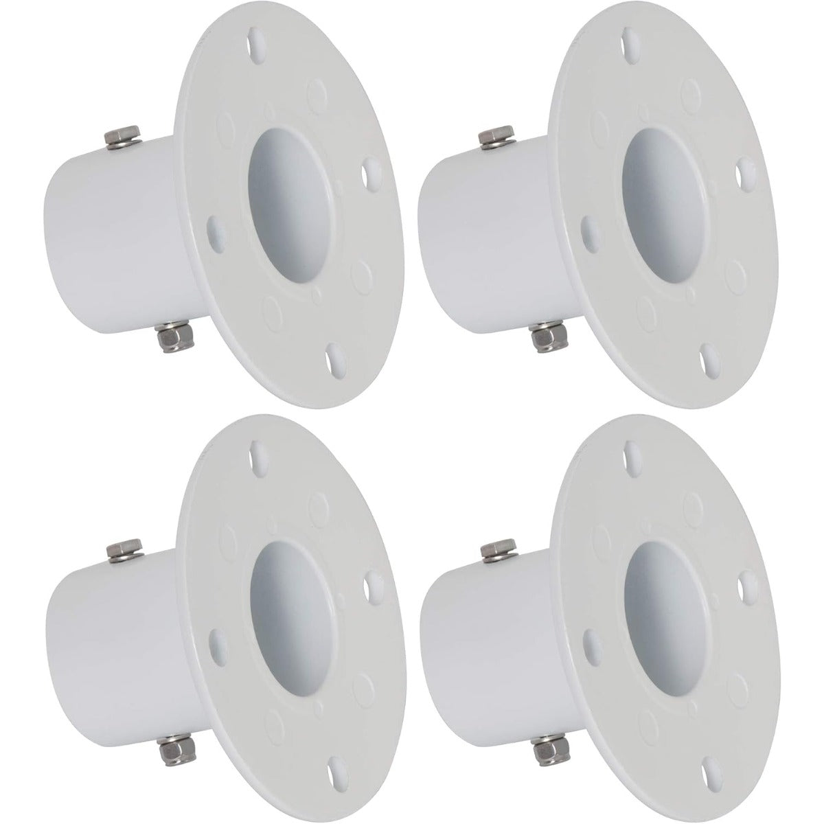 HECASA Deck Anchor Flange Cast Above Ground Pool Ladders Handrails or Slide | 1 7/8" Inch Diameter of 1.9" Aluminum White (4PC)