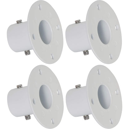 HECASA Deck Anchor Flange Cast Above Ground Pool Ladders Handrails or Slide | 1 7/8" Inch Diameter of 1.9" Aluminum White (4PC)