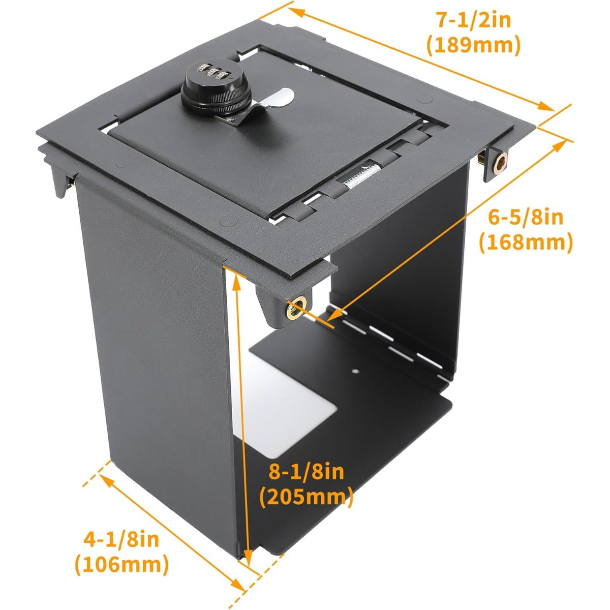 KUAFU Center Console Lock Safe Box Compatible with 2021-2025 Ford Bronco Front Center Console Security Locking Vault Gun Safe w/ 3-Digit Combo Lock Steel Powder Coated Black