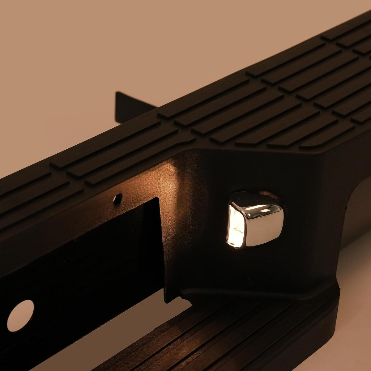 HECASA Rear Step Bumper Compatible with 1993-2011 Ford Ranger Fleetside/Styleside Supercrew FO1102257 W/Brackets & LED Lights w/o Parking Aid Sensor Holes Black