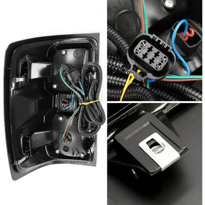 HECASA LED Tail Lights Compatible with 2014-2018 Silverado 1500 2500HD 3500HD Replacement for 23141274 23141275 Left & Right Clear Lens Black Housing