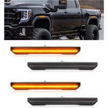 HECASA Side Marker Light Compatible with 2020-2024 GMC Sierra 2500HD 3500HD | Replacement for 84185031 84806032 GM2550207 Front Rear Side Marker Lights Lamps Smoke Lens Amber LED Plastic
