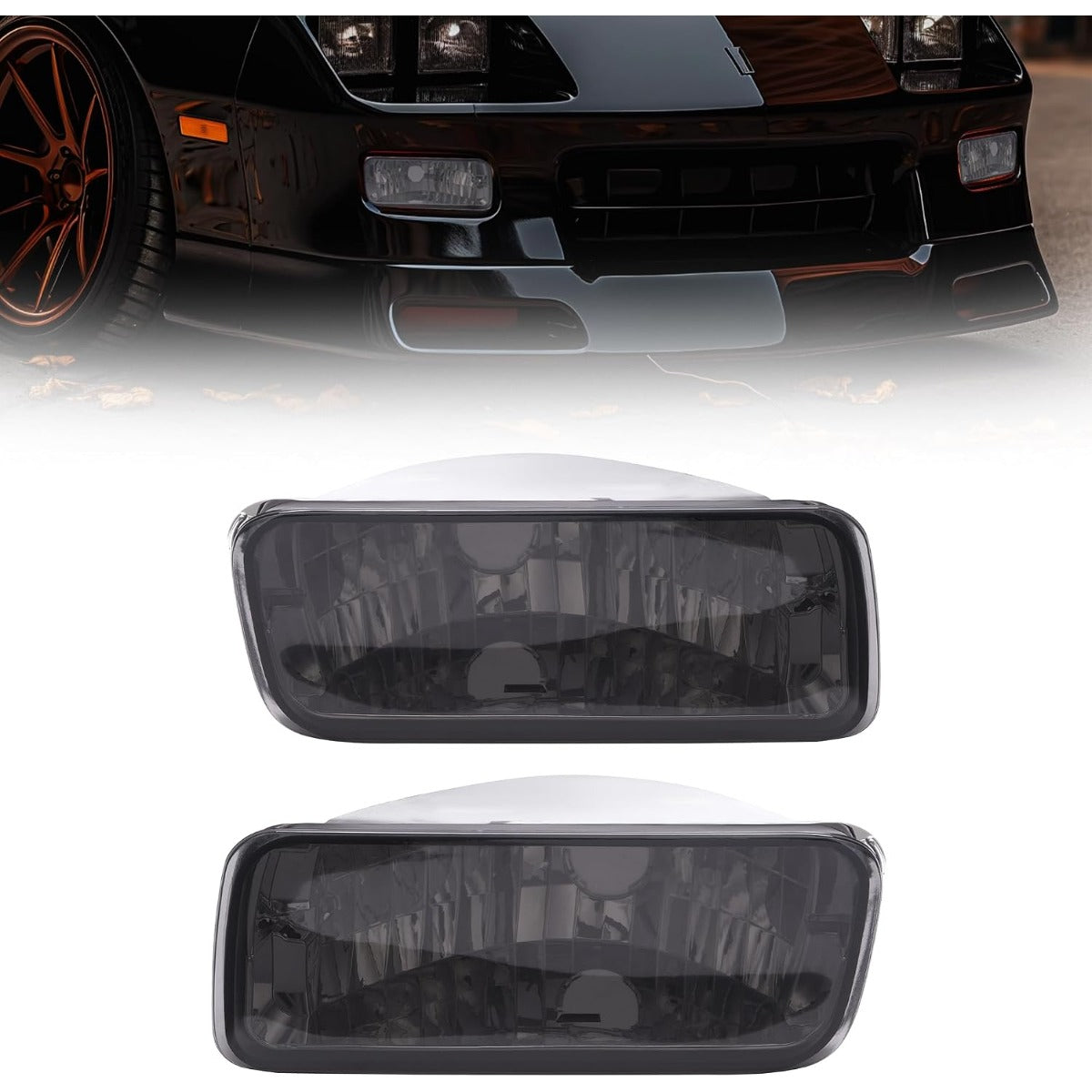 HECASA Pair Turn Signal Lights Compatible with 1985-1992 Chevy Chevrolet Camaro Replacement for GM2520165 GM2521165 Turn Signal Lamp Driver&Passenger Side - Smoke Lens