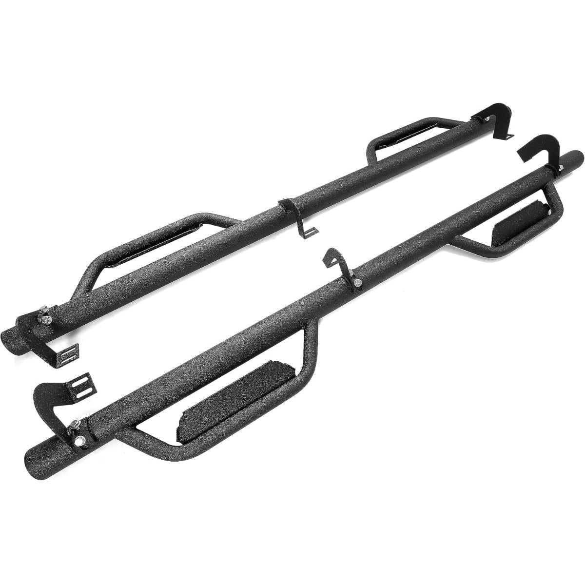 ECOTRIC Running Boards Compatible with 2005-2023 Toyota Tacoma Double Cab with 4 Full Size Nerf Bars Door Dropped Side Steps Hoop (Matte Black)