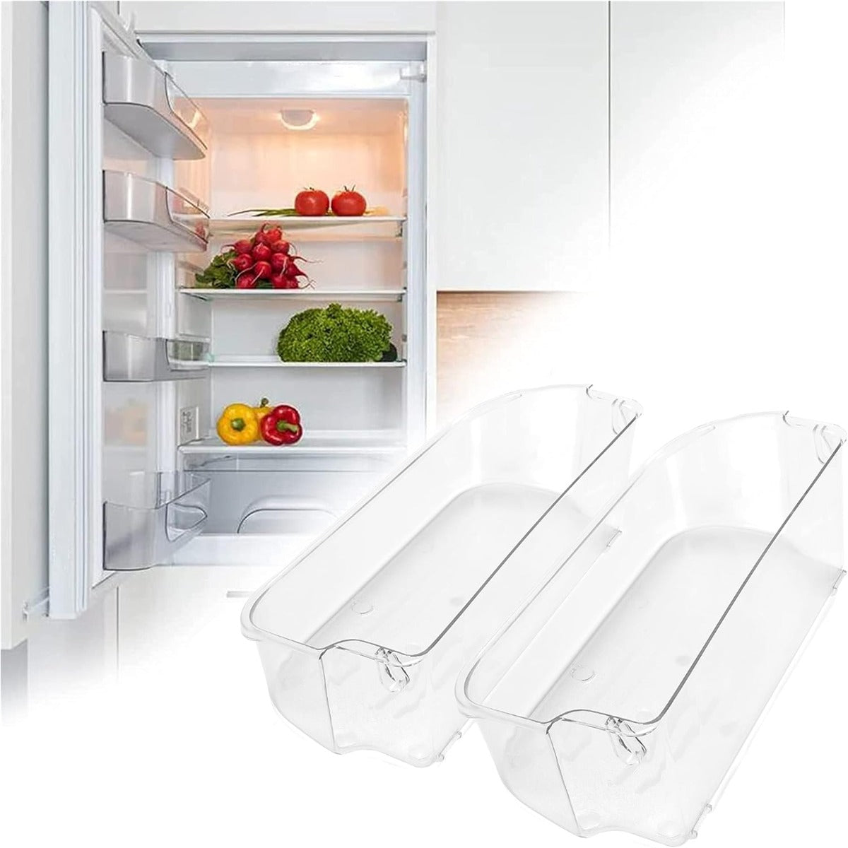 Kojem 240356401 Refrigerator Door Bin Shelf 2Pcs Compatible with Frigidaire Kenmore Refrigerator FFSS2614QS4A FFHS2611PFEA FFSS2614QE6A FFHS2622MSYA FFHS2611LBRA AP2116036 Replacement - White