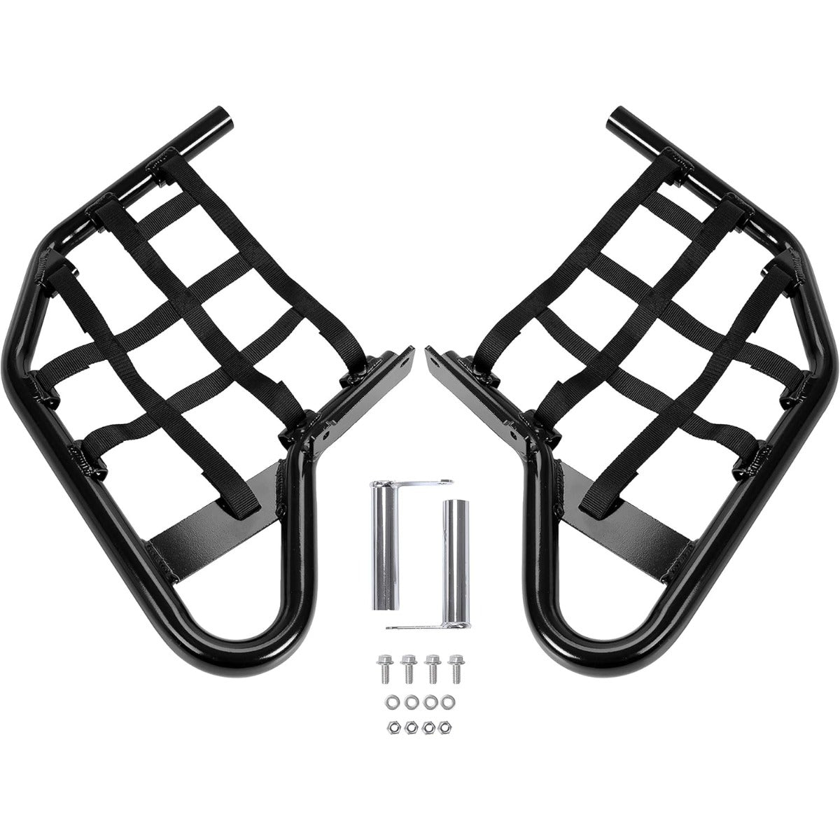 Side Step Nerf Bars Compatible with Yamaha Raptor 700 YFM 700 YFM700R Models Aluminium Foot Guard Pegs W/Black Webbing Nets