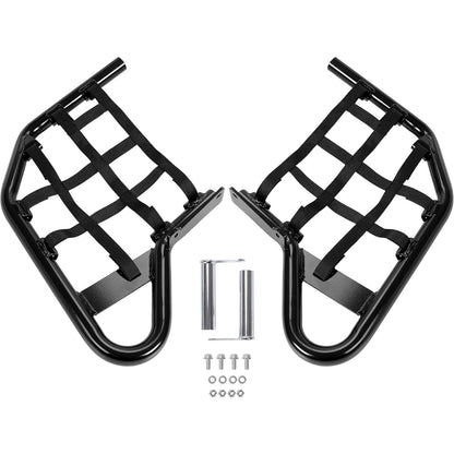 Side Step Nerf Bars Compatible with Yamaha Raptor 700 YFM 700 YFM700R Models Aluminium Foot Guard Pegs W/Black Webbing Nets