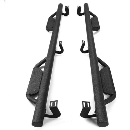 ECOTRIC Running Boards Compatible with 2005-2023 Toyota Tacoma Double Cab with 4 Full Size Nerf Bars Door Dropped Side Steps Hoop (Matte Black)