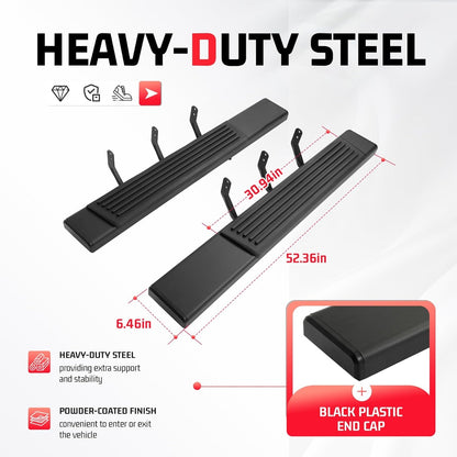 ALMULOO Running Boards Side Steps Compatible with 1999-2016 Ford F-250 F-350 F-450 Super Duty Regular Cab Nerf Bars Steel+Plastic Powder Coated+Textured Black