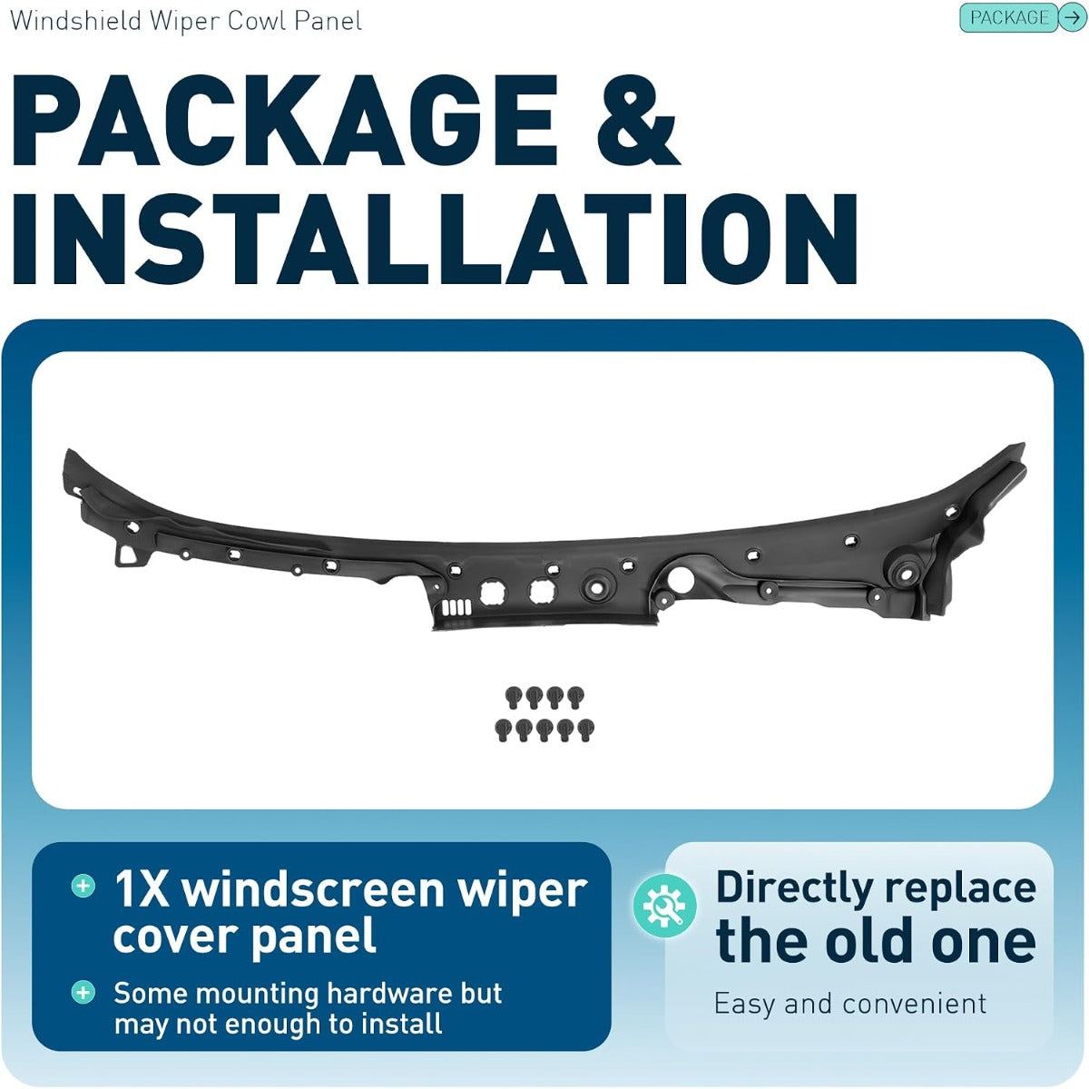 Windshield Wiper Cowl Panel Compatible with 2011-2016 BMW 528i 535i/d 550i M5 Active Hybrid 5 Replacement for 51717203124 Air Inlet Grille Window Panel Cowl Cover Plastic Black
