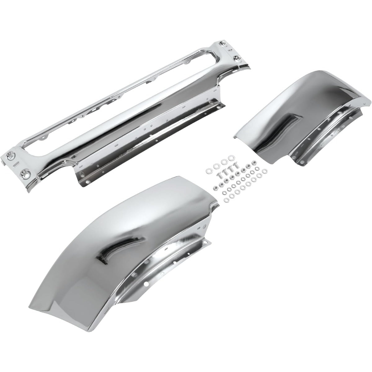 ALMULOO Front Bumper Face Bar Compatible with 2004 2005 Ford F-150 W/O Fog Light Holes Replace For 4L3Z17757AA FO1002388 Modular Design-3Pcs Steel Chrome Silvery