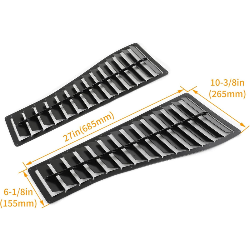 HECASA Steel Hood Louver Inserts Hood Scoop Compatible with 1985-1990 Chevy Chevrolet Camaro Z28 IROC-Z IROC Vented Heat Extractor Steel Black Powder Coated