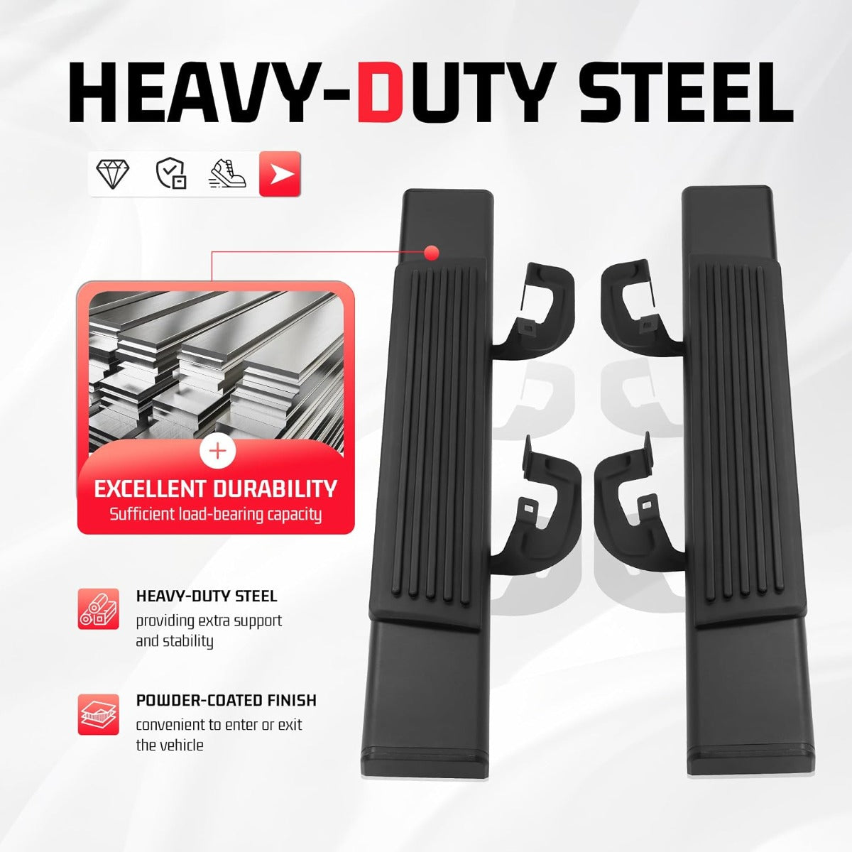 ALMULOO Running Boards Compatible with 2007-2018 Chevy Chevrolet Silverado & GMC Sierra 1500 2500HD 3500HD 2-Door Standard Cab Side Steps Boards Step Bars