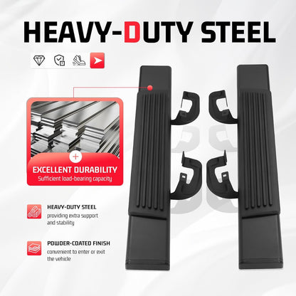 ALMULOO Running Boards Compatible with 2007-2018 Chevy Chevrolet Silverado & GMC Sierra 1500 2500HD 3500HD 2-Door Standard Cab Side Steps Boards Step Bars