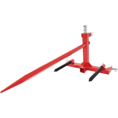 47 Inches 3 Point Hitch Adapter & Hay Bale Spear Fit for Category 1 Tractors W/2 Stabilizers Bale Spear 2 Inches Receiver Loading 1-7/8 Inches Gooseneck Ball Drawbar Hay Quick Hitch Attachment-Red 1200 LBS