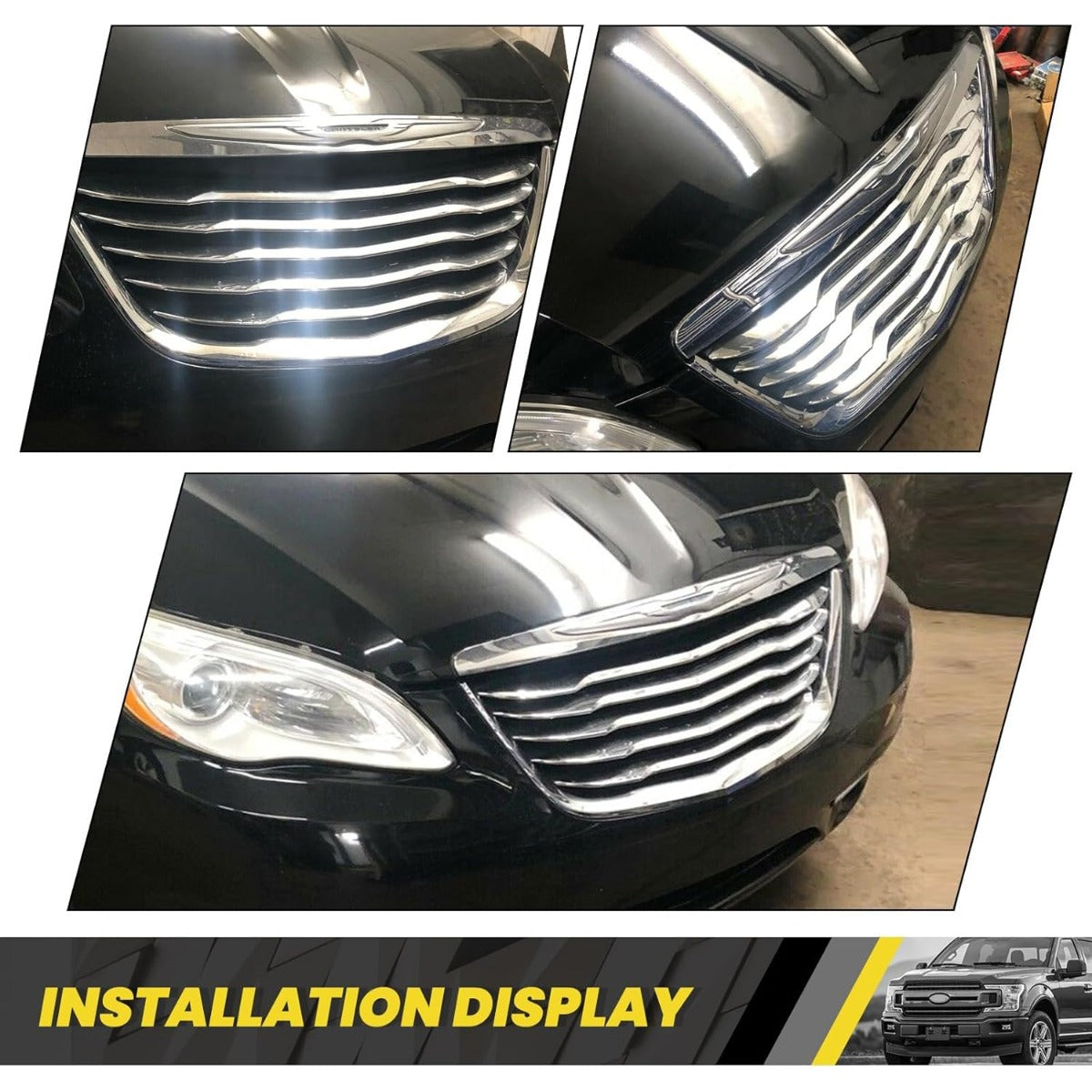 Front Bumper Grill Compatible with 2011-2014 Chrysler 200 CH1200353 68082050AE 13999AOE Chrome Radiator Hood Grille ABS Plastic