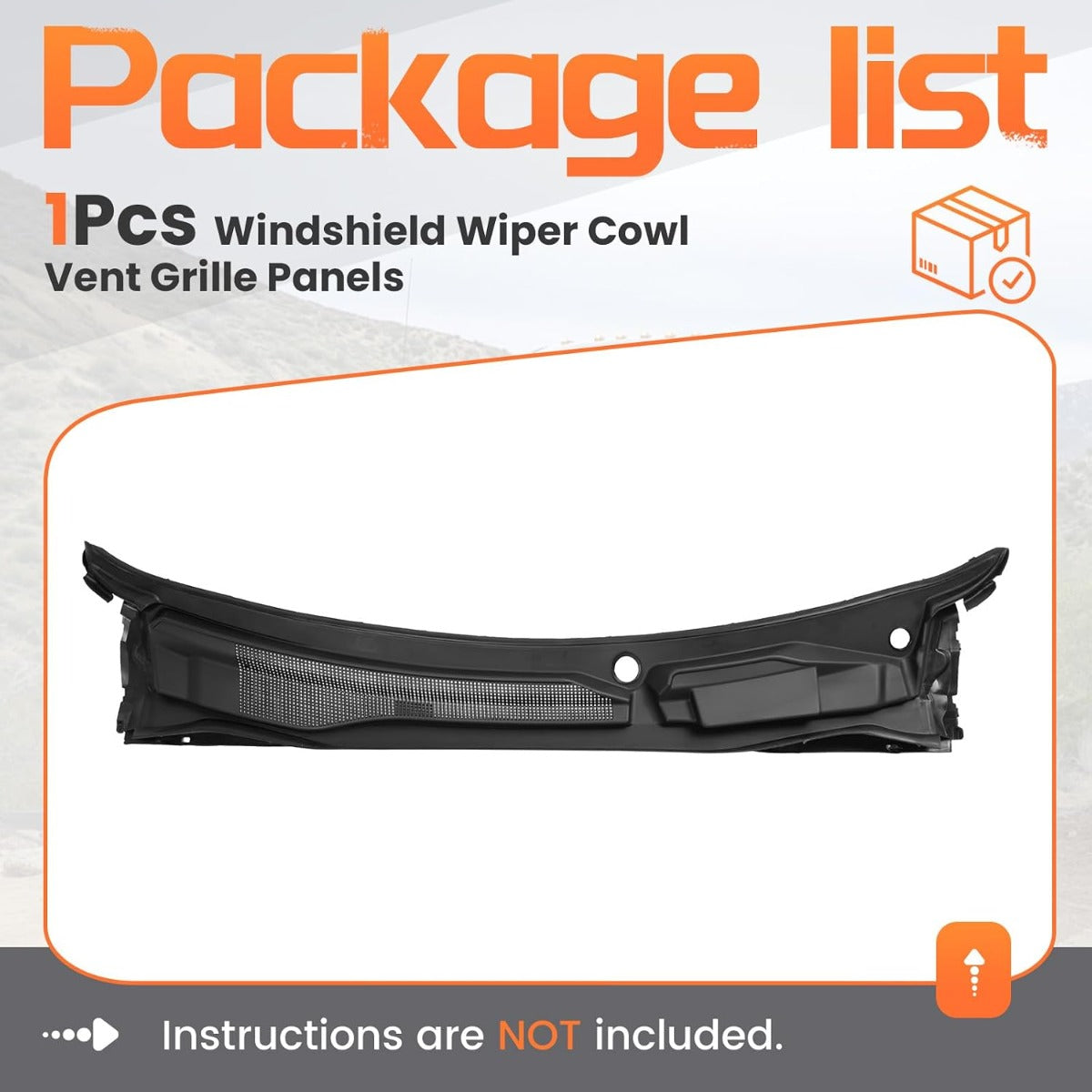 Windshield Wiper Cowl Panel Compatible with 2008-2020 Dodge Grand Caravan, 2008-2016 Chrysler Town & Country, 2012-2015 Ram C/V, Air Inlet Window Cover Cowl Top Panel 05113548AC Black Plastic