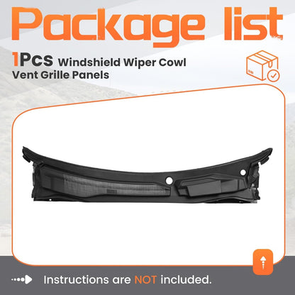 Windshield Wiper Cowl Panel Compatible with 2008-2020 Dodge Grand Caravan, 2008-2016 Chrysler Town & Country, 2012-2015 Ram C/V, Air Inlet Window Cover Cowl Top Panel 05113548AC Black Plastic