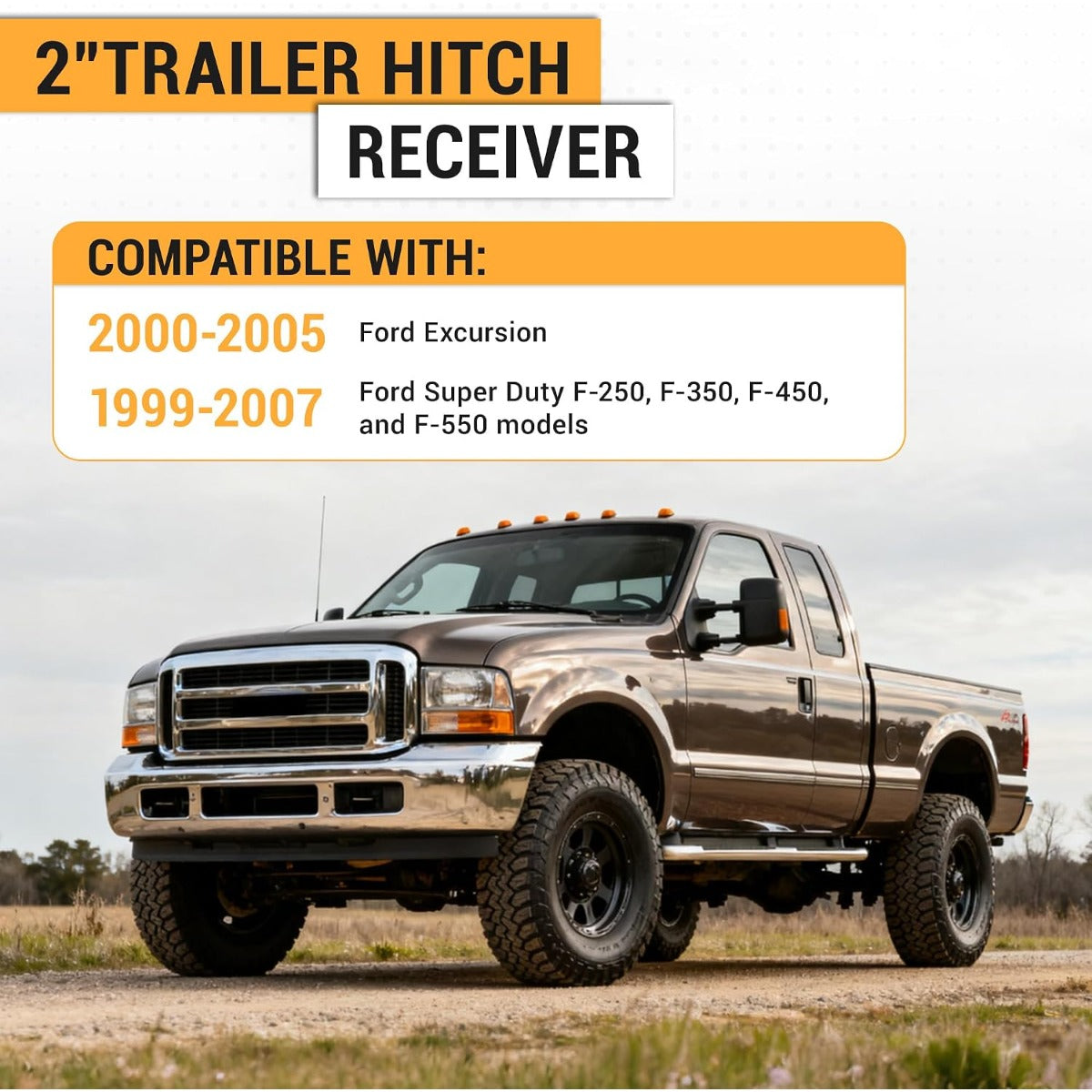 HECASA 2" Trailer Hitch Receiver Compatible with 99-07 F250 F350 F450 F550