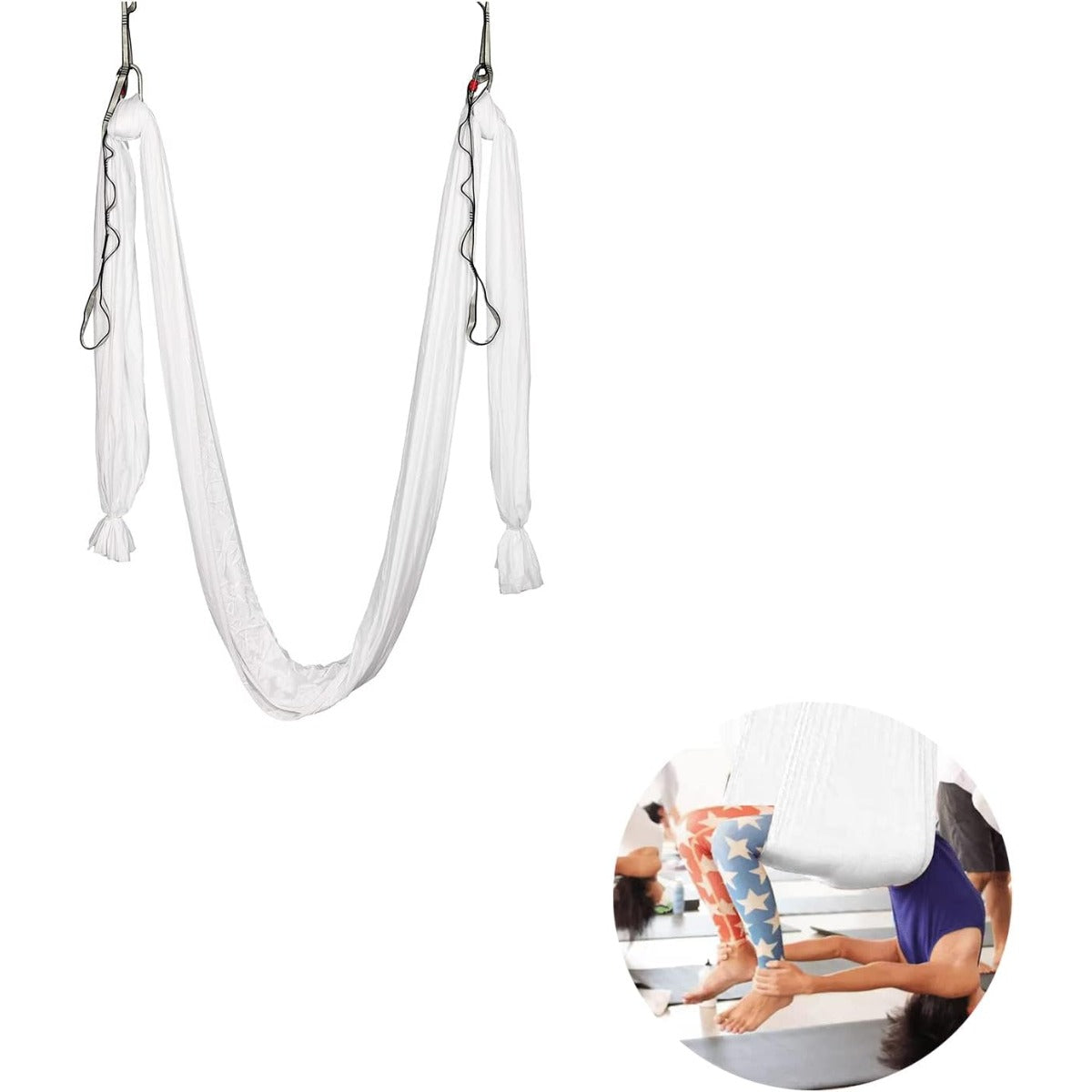 HECASA Aerial Silks Yoga Swing Set, Aerial Yoga Hammock w/Daisy Chain for Home, Inversion Exercises, Strength Training and Starter Kit