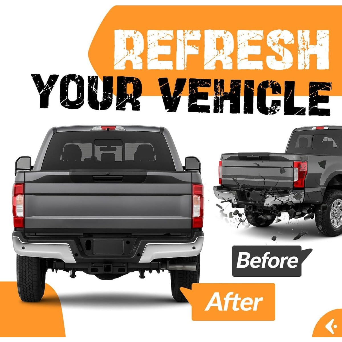 KUAFU Rear Step Bumper Assembly Compatible with 2017-2022 Ford F-250 F-350 Super Duty w/Park Assist Hole Replace for FO1102387 HC3Z17906KA Back Bumper Assembly Plastic+Steel Chrome Silvery+Black