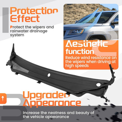Windshield Wiper Cowl Panel Compatible with 2011-2015 Jeep Grand Cherokee, Air Inlet Window Cover Cowl Top Panel 55079197AH CH1271101 Black Plastic PP