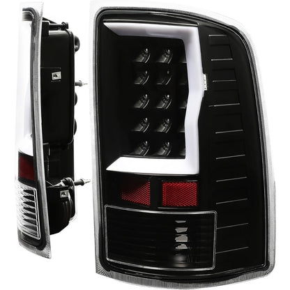 HECASA Tail Lights Assembly Compatible with 2007-2014 GMC Sierra 1500 2500HD 3500HD Pickup Truck LED Tube Bar Rear Tail Lamp Driver and Passenger Side - Clear Lens & Black Housing