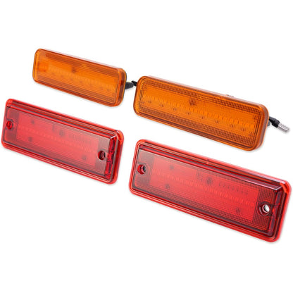 HECASA LED Side Marker Lights Compatible with 1978-1987 Chevrolet Chevy El Camino Malibu GMC Caballero Front Rear Bumper Signal Lamps Replacement for 913417 929986 (4Pcs Amber & Red Lens and Light)
