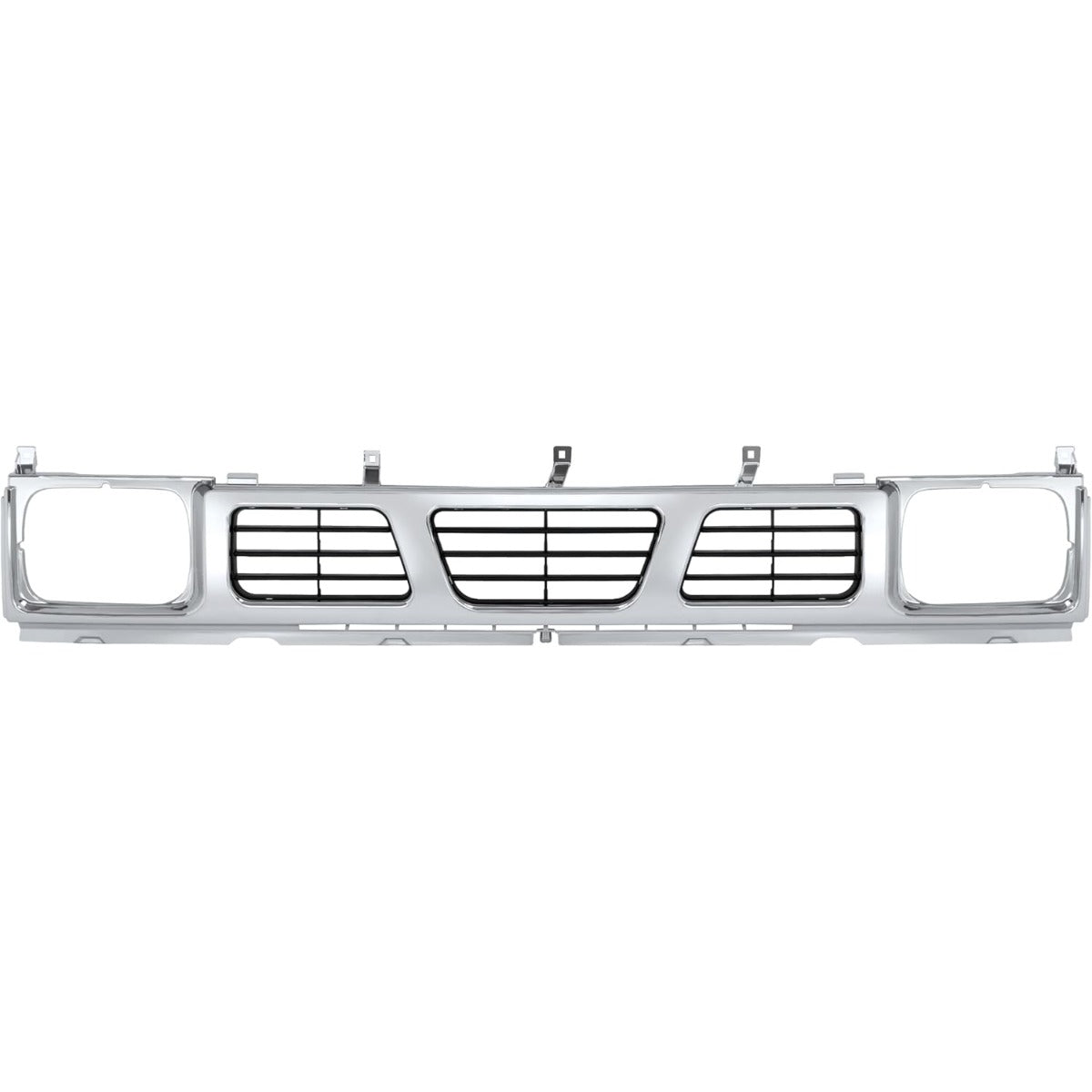 Front Grille Compatible with 1994 Nissan D21 XE 1993 1994 Nissan D21 Base SE 1995-1997 Nissan Pickup Base SE XE Replacement for 6231055G10 NI1200116 Chrome Bumper Grill Plastic(ABS) Silvery