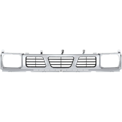 Front Grille Compatible with 1994 Nissan D21 XE 1993 1994 Nissan D21 Base SE 1995-1997 Nissan Pickup Base SE XE Replacement for 6231055G10 NI1200116 Chrome Bumper Grill Plastic(ABS) Silvery