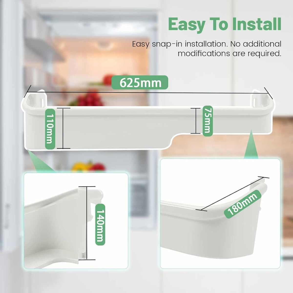 HECASA 240337901 240337904 240337905 Refrigerator Door Bin Shelf Compatible with Frigidaire Refrigerator for 891047 AH429868 AP2115858 EA429868 PS429868 Replacement only White ABS Plastic