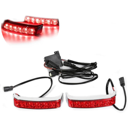 ECOTRIC LED Saddlebag Brake Running Turn Signal Lights Compatible with Harley Touring 2014-2024 Street Glide Road Glide Road King Electra Glide Tail Light Lamp (Chrome Housing Red Lens)
