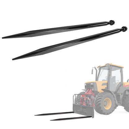 47 Inches Hay Bale Spear Pair 3000 lbs Capacity Fit for Skid Steer Tractors Loaders Buckets Cranes Bale Quick Attach Spike Forks Black Steel Powder Coated