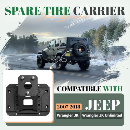 Heavy Duty Spare Tire Carrier Up to 40 inches Spare Wheel Compatible with 2007-2018 Jeep Wrangler JK JKU Spare Tire Lift Carrier Holder Rack Steel Powder Coated Black