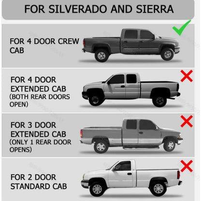 Outer Rocker Panels & Inner Rocker Panels Compatible with 1999-2007 Chevy Chevrolet Silverado GMC 4 Door Truck Crew Cab Pickup (Driver & Passage Side)-3 Packages