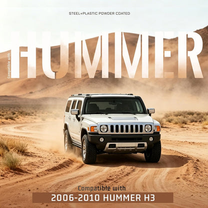 Running Boards Compatible with 2006-2010 Hummer H3 4-Door | Side Nerf Bars Running Boards Step Rails Steel+Plastic Powder Coated Black