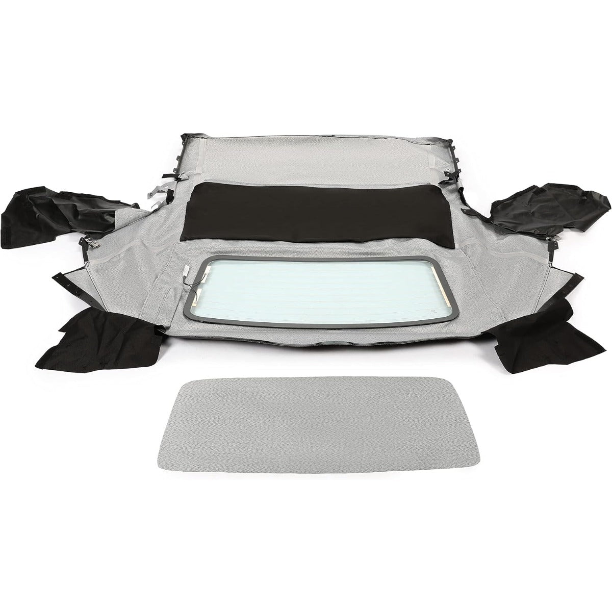 HECASA Convertible Soft Top Compatible with 2000-2007 Toyota MR2 Spyder w/Heated Glass Window Sailcloth Vinyl+Glass Unfinished Black+Clear
