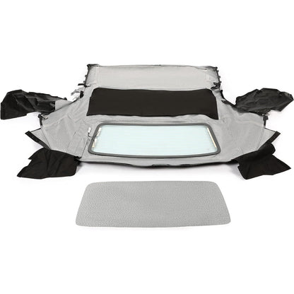 HECASA Convertible Soft Top Compatible with 2000-2007 Toyota MR2 Spyder w/Heated Glass Window Sailcloth Vinyl+Glass Unfinished Black+Clear