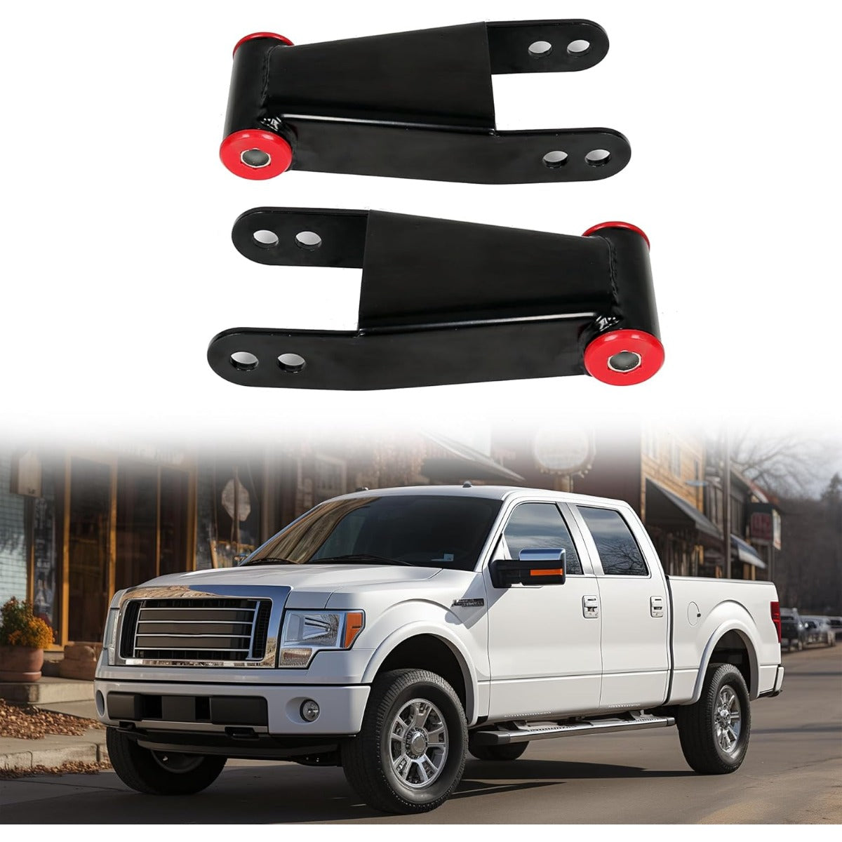2-3 inch Rear Drop Lowering Leveling Shackles Compatible with Ford F150 2004-2014 2WD 4WD Adjustable