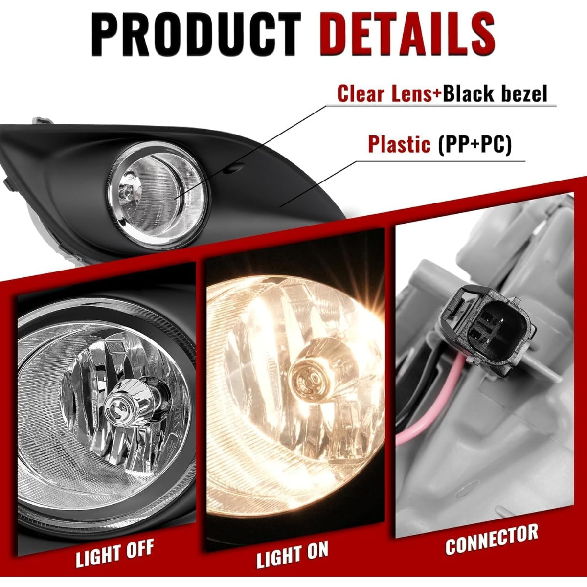 HECASA 2Pcs Fog Lights w/Bezel Compatible with 2013-2017 Hyundai Veloster Turbo Front Bumper Clear Lens Fog Lamp Black Bezel Replacement for HY2593153 HY2592153 HY1038140 HY1039140 Left & Right Side