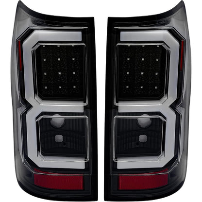 ECOTRIC LED Tail Lights Compatible with 2007-2013 Toyota Tundra Pickup Truck Pair LED Tube Bar Taillights Brake Lamps Tube Style Clear Lens Black Housing Passenger and Driver Side