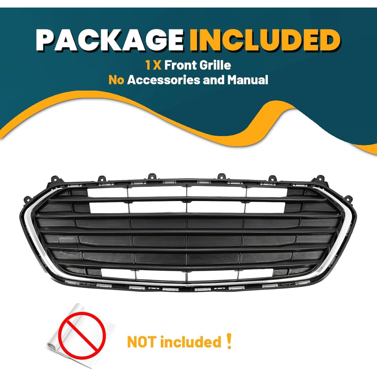 Front Bumper Lower Bottom Grille Grill Compatible with 2017-2021 Chevy Chevrolet Trax Replacement for 42537706 42519611 GM1036196 Black+Silvery
