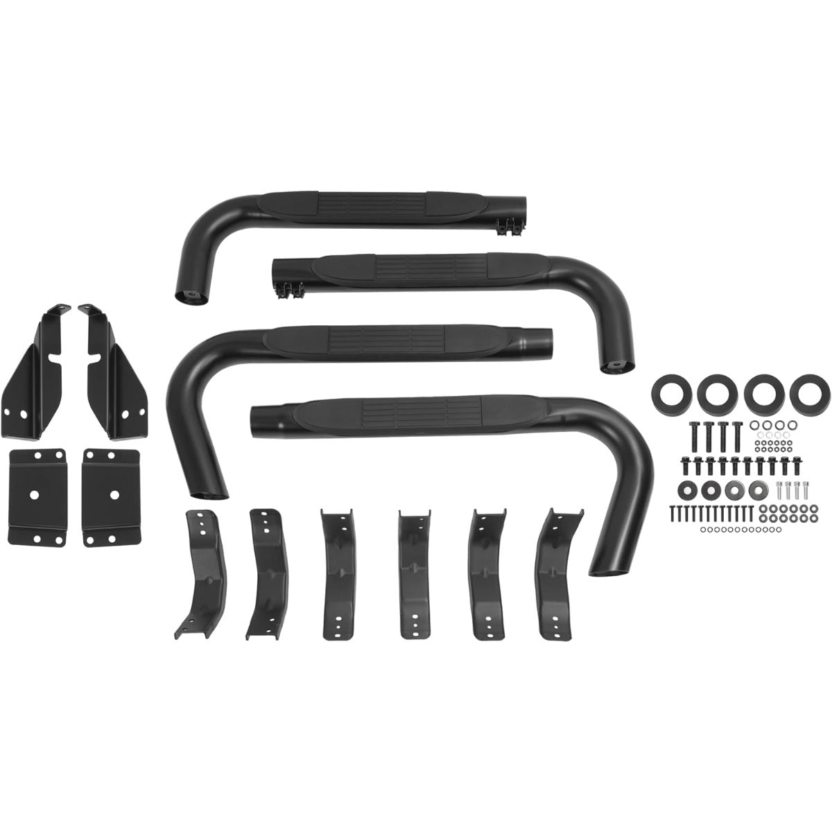 Running Board Side Step Compatible with 1984-2000 Jeep Cherokee 4 Door Step Nerf Bar Steel+Plastic Powder Coated Black