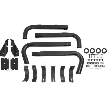 Running Board Side Step Compatible with 1984-2000 Jeep Cherokee 4 Door Step Nerf Bar Steel+Plastic Powder Coated Black