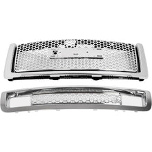 Front Upper & Lower Grill Compatible with 2007-2013 GMC Sierra 1500 Denali Bumper Grille Chrome Silvery